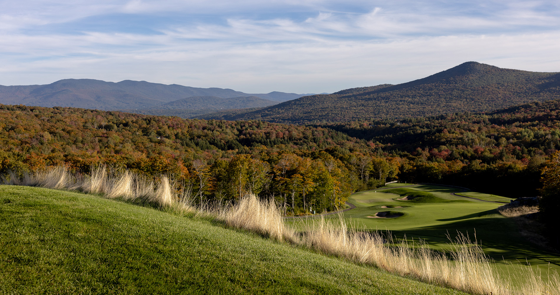 Viewing the rolling hills of a serene golf course in the Green Mountains of Vermont